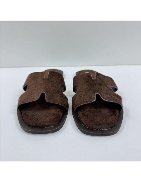SANDALIA PLANA PALA ENTRELAZAD MARRON