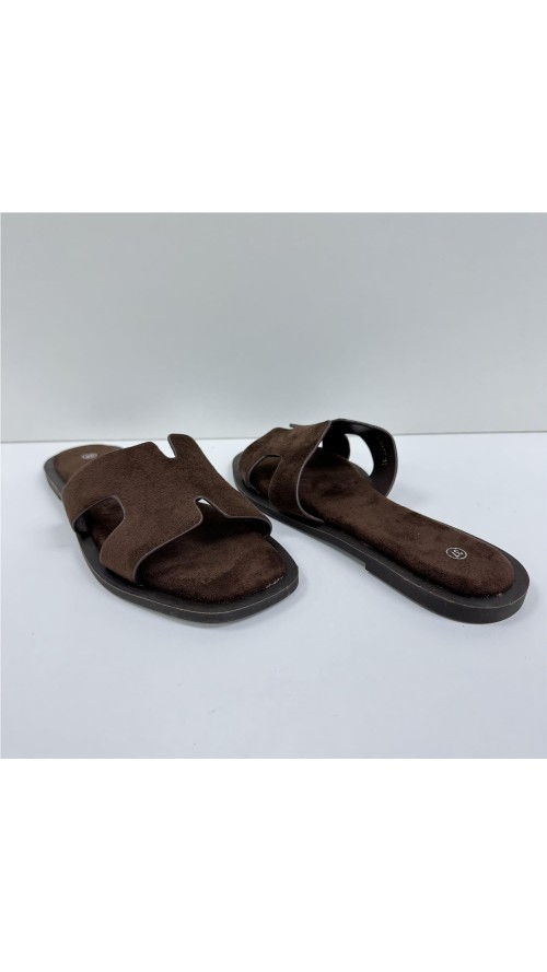 SANDALIA PLANA PALA ENTRELAZAD MARRON