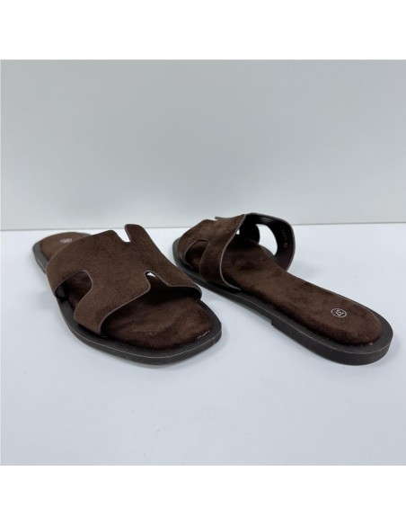 SANDALIA PLANA PALA ENTRELAZAD MARRON