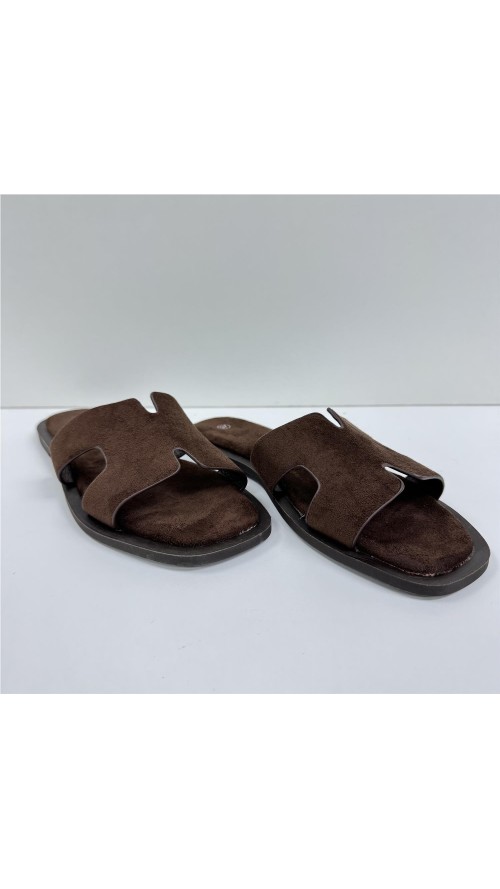 SANDALIA PLANA PALA ENTRELAZAD MARRON