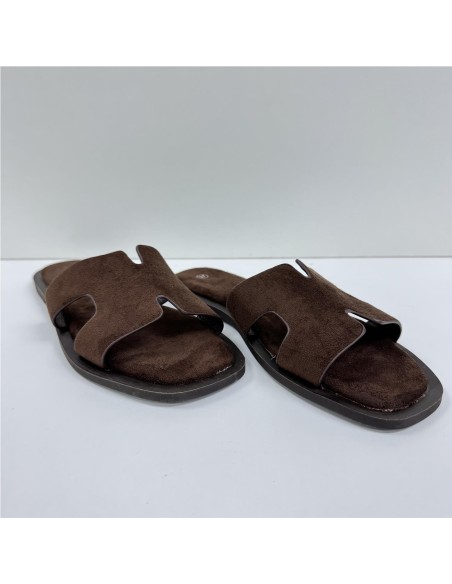 SANDALIA PLANA PALA ENTRELAZAD MARRON