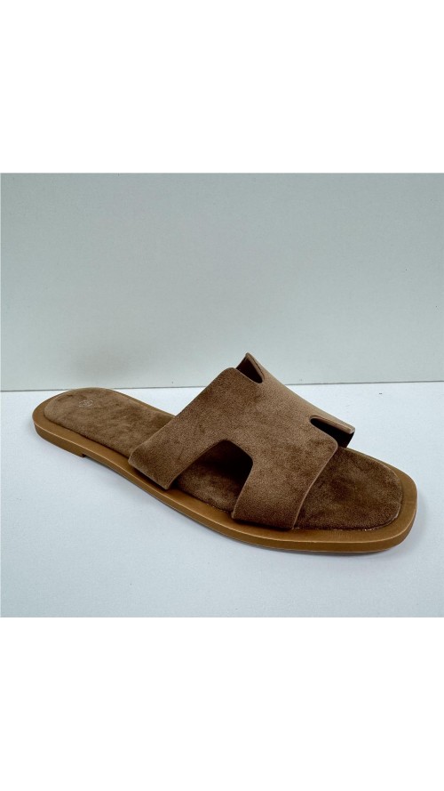 SANDALIA PLANA PALA ENTRELAZAD CAMEL