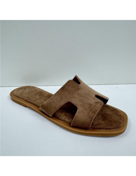 SANDALIA PLANA PALA ENTRELAZAD CAMEL