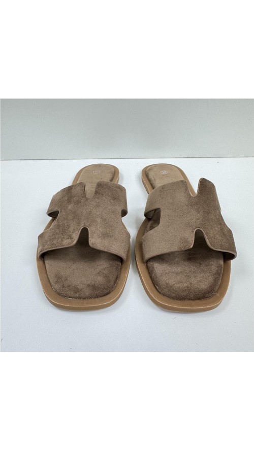 SANDALIA PLANA PALA ENTRELAZAD CAMEL