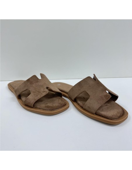 SANDALIA PLANA PALA ENTRELAZAD CAMEL