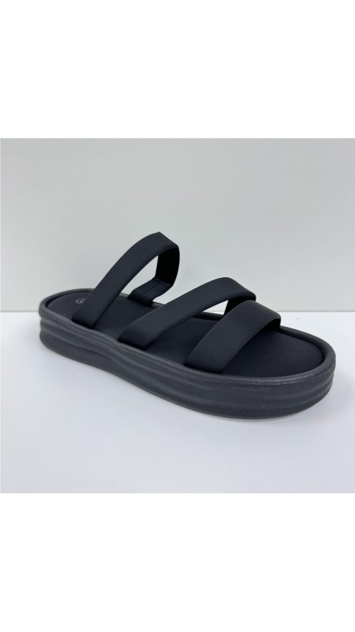 SANDALIA TIRAS PLANTA SUAVE NEGRO
