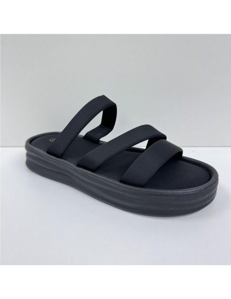 SANDALIA TIRAS PLANTA SUAVE NEGRO