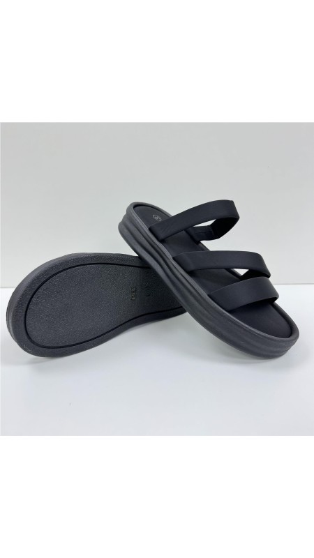SANDALIA TIRAS PLANTA SUAVE NEGRO 2