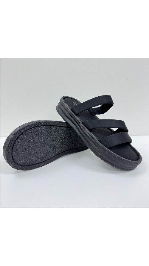 SANDALIA TIRAS PLANTA SUAVE NEGRO