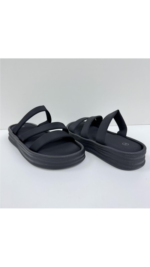 SANDALIA TIRAS PLANTA SUAVE NEGRO