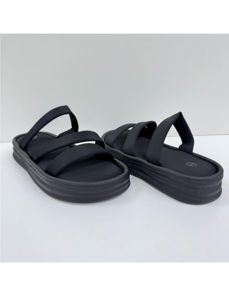 SANDALIA TIRAS PLANTA SUAVE NEGRO