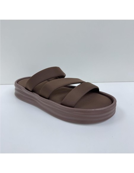 SANDALIA TIRAS PLANTA SUAVE MARRON