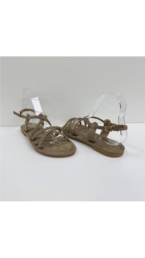 SANDALIA TIRAS TRENZADAS CAMEL