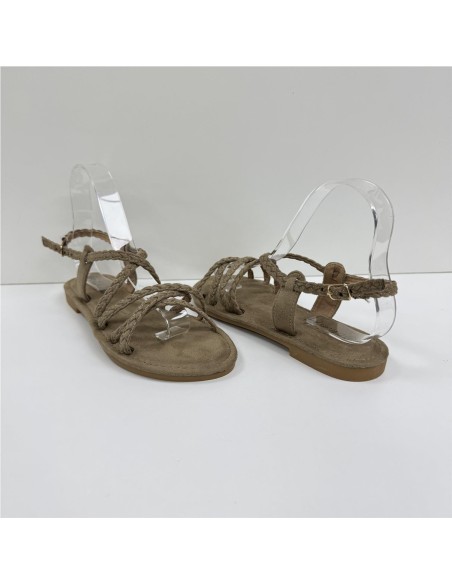 SANDALIA TIRAS TRENZADAS CAMEL