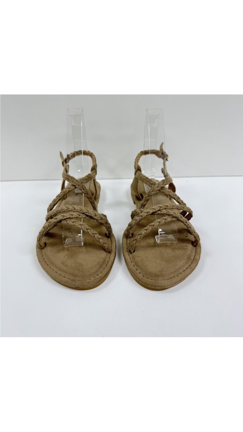 SANDALIA TIRAS TRENZADAS CAMEL