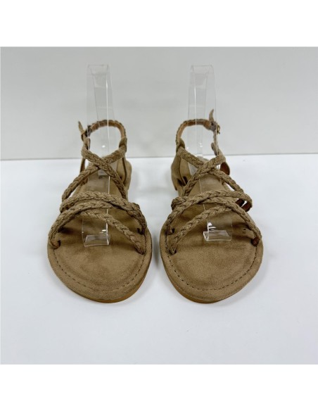 SANDALIA TIRAS TRENZADAS CAMEL