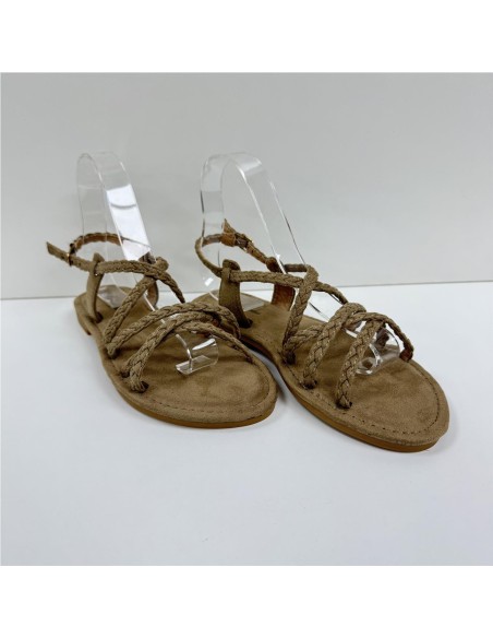 SANDALIA TIRAS TRENZADAS CAMEL