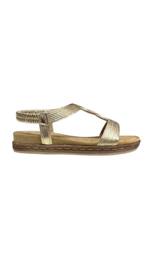 SANDALIA PLANA TIRA ELASTICA ORO