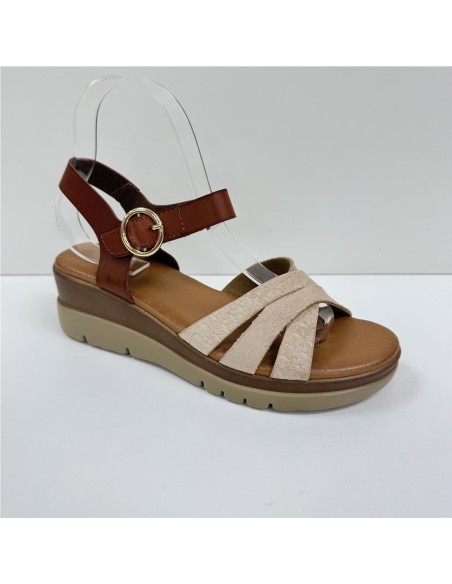 SANDALIA BIO TIRAS COMBINADA BEIG