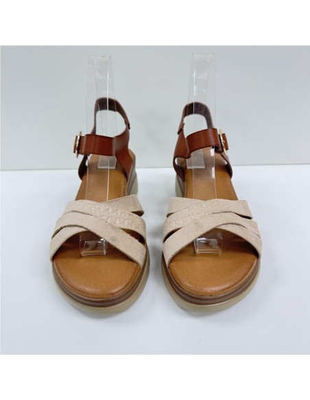 SANDALIA BIO TIRAS COMBINADA BEIG
