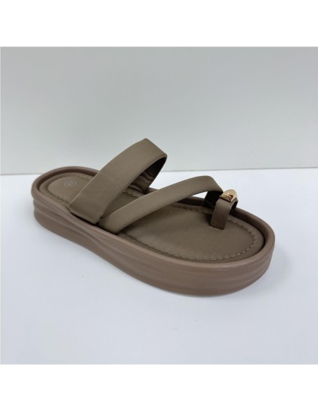SANDALIA TIRA ADORNO METAL TAUPE
