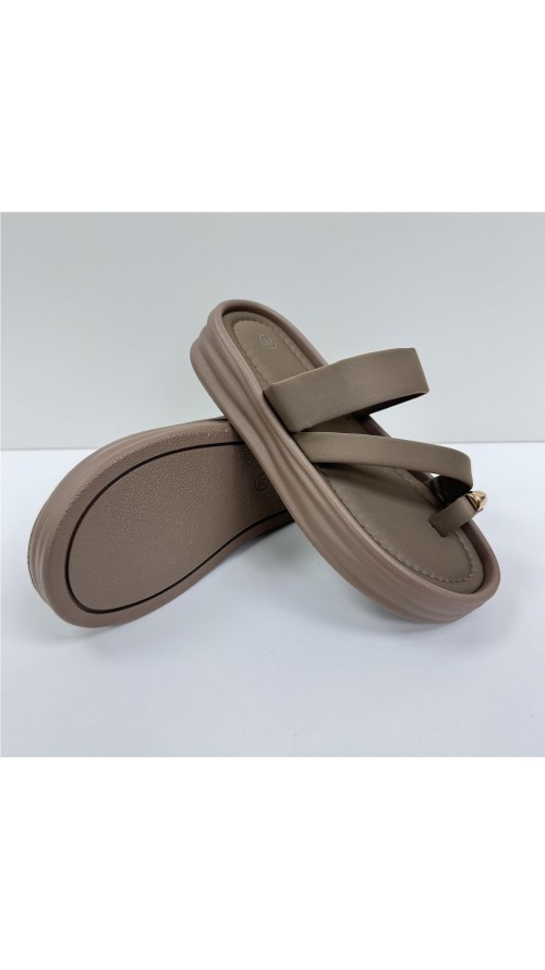 SANDALIA TIRA ADORNO METAL TAUPE