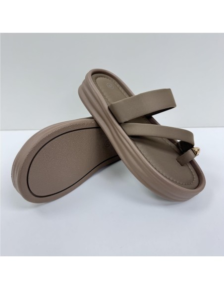 SANDALIA TIRA ADORNO METAL TAUPE