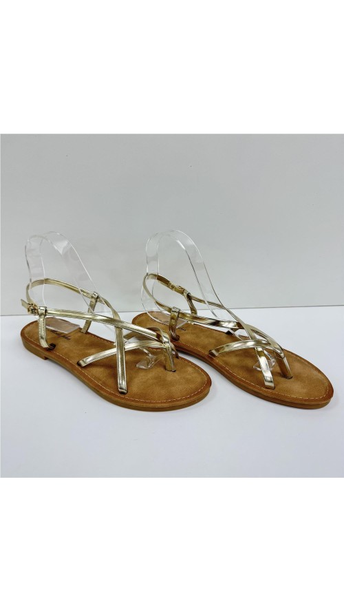 SANDALIA TIRAS METALIZADAS ORO
