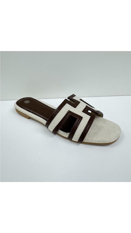 SANDALIA PLANA HERMES MARRON