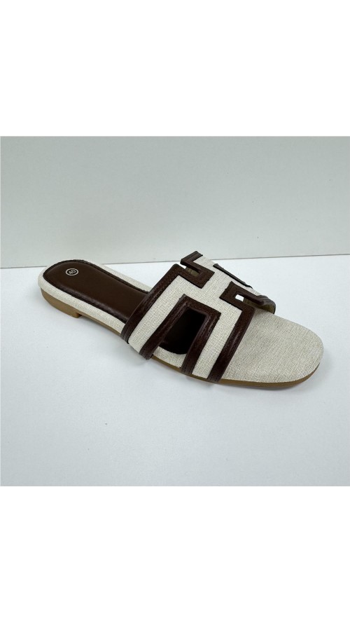 SANDALIA PLANA HERMES MARRON