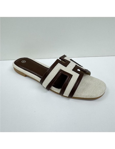 SANDALIA PLANA HERMES MARRON
