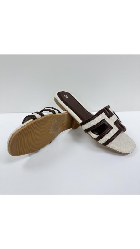 SANDALIA PLANA HERMES MARRON 2