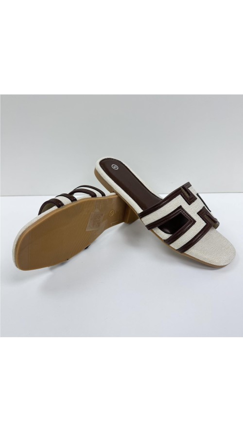 SANDALIA PLANA HERMES MARRON