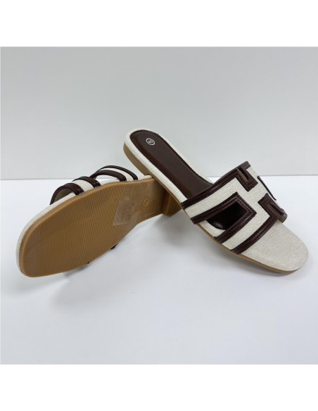 SANDALIA PLANA HERMES MARRON