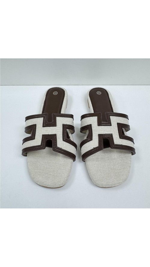 SANDALIA PLANA HERMES MARRON
