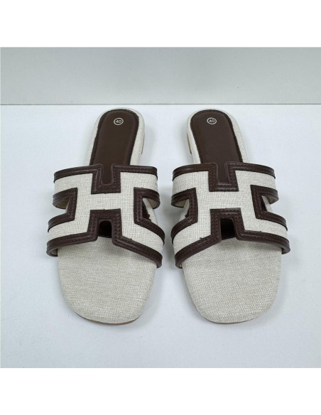 SANDALIA PLANA HERMES MARRON