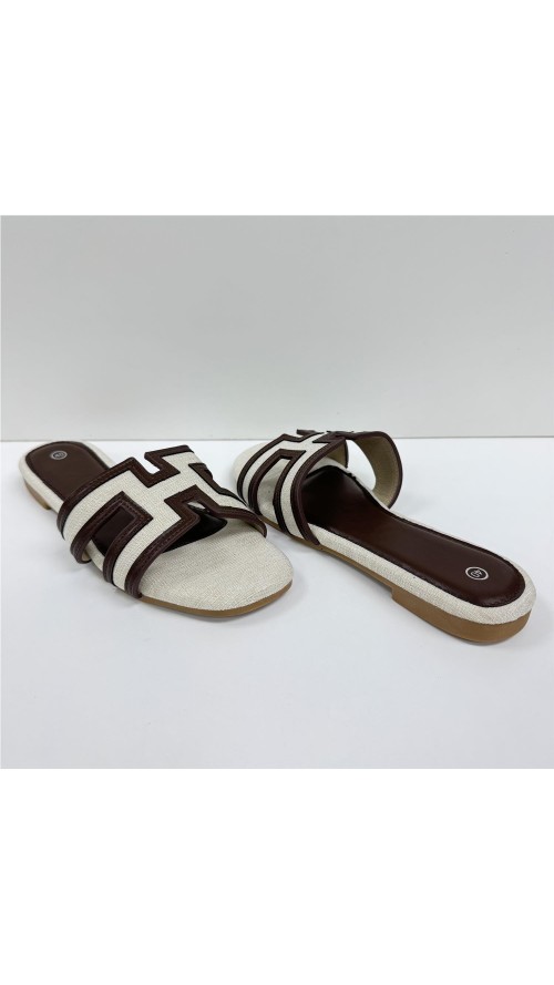 SANDALIA PLANA HERMES MARRON