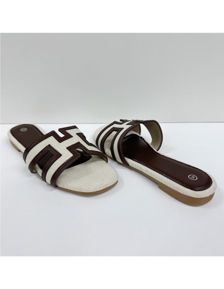 SANDALIA PLANA HERMES MARRON