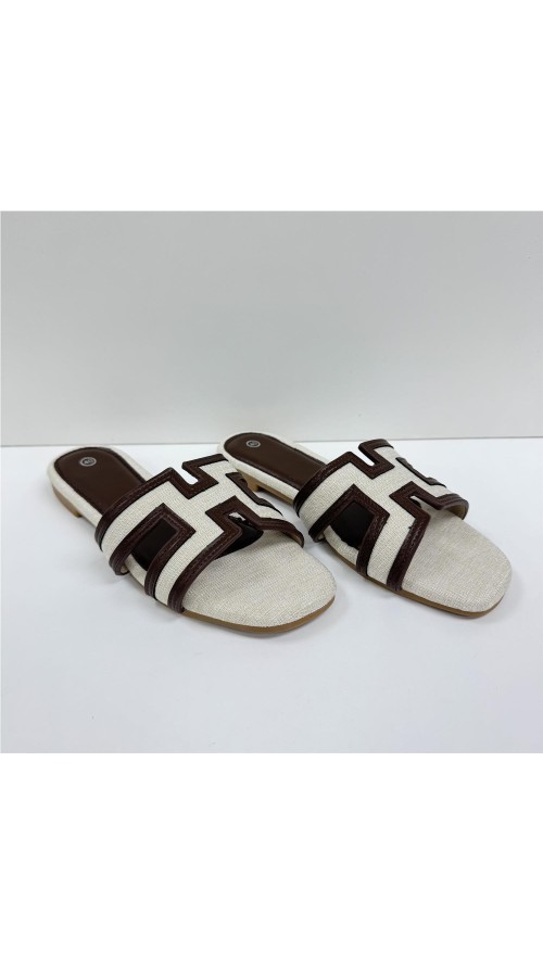 SANDALIA PLANA HERMES MARRON