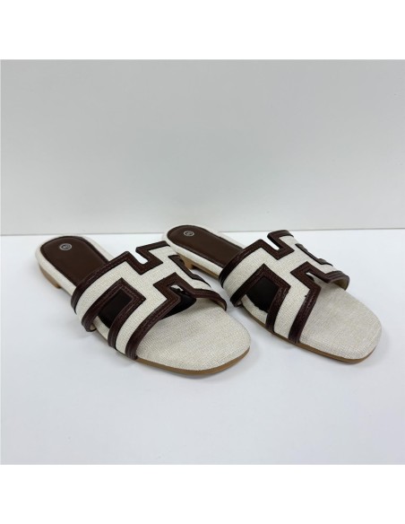 SANDALIA PLANA HERMES MARRON