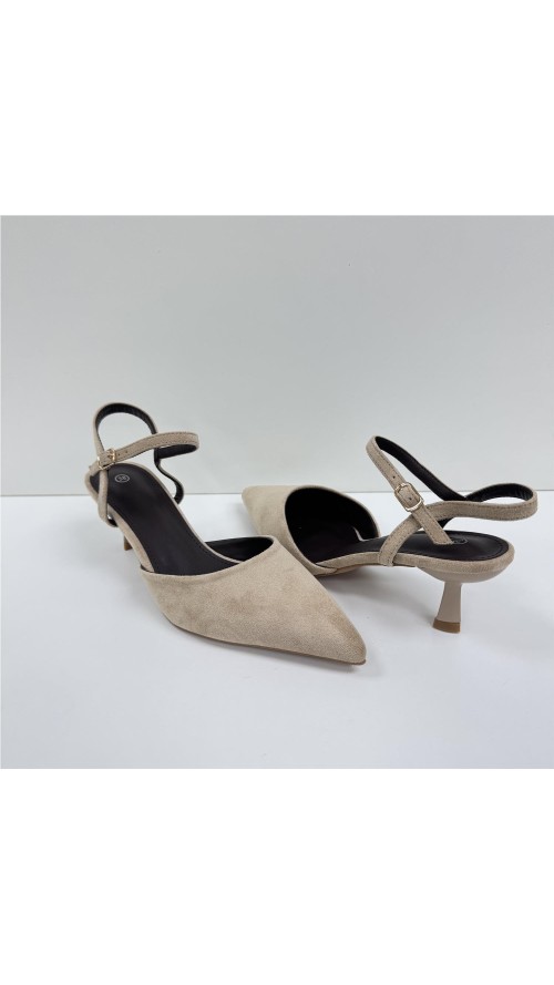 SANDALIA DE PICO DE SERRAJE BEIG
