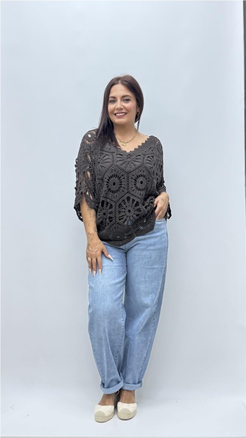 TOP CROCHE CON CAMISETA MARRON