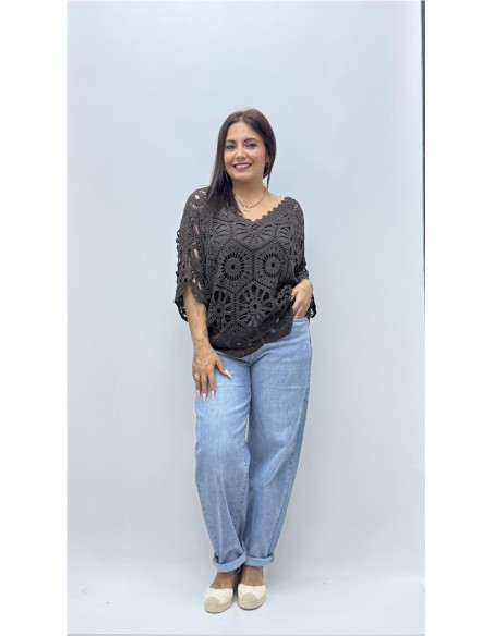 TOP CROCHE CON CAMISETA MARRON