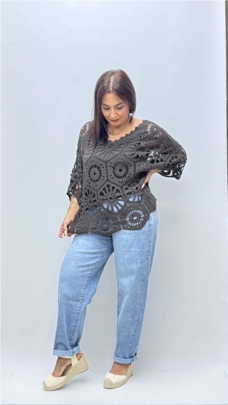 TOP CROCHE CON CAMISETA MARRON 2