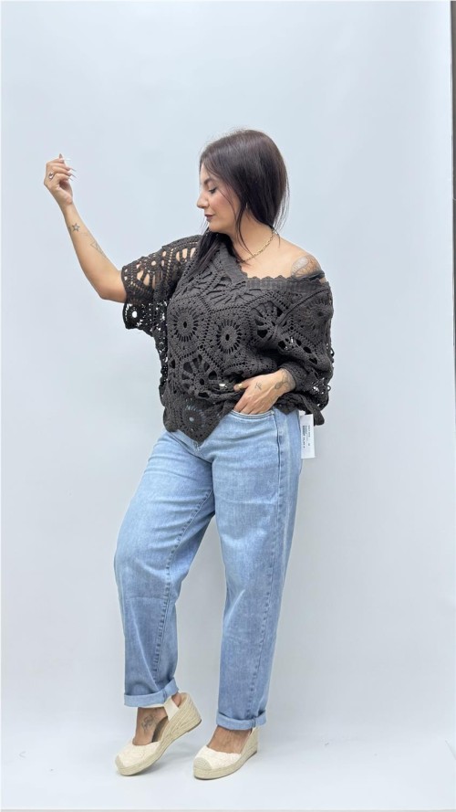 TOP CROCHE CON CAMISETA MARRON