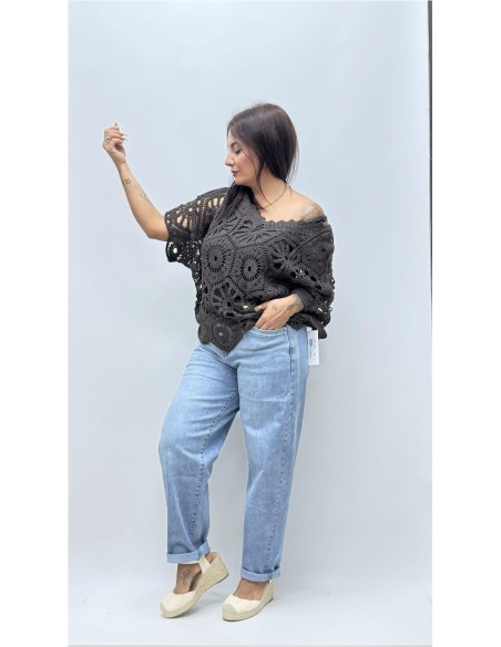 TOP CROCHE CON CAMISETA MARRON