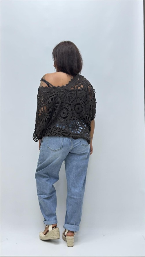 TOP CROCHE CON CAMISETA MARRON
