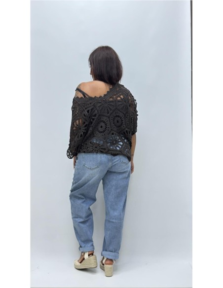 TOP CROCHE CON CAMISETA MARRON