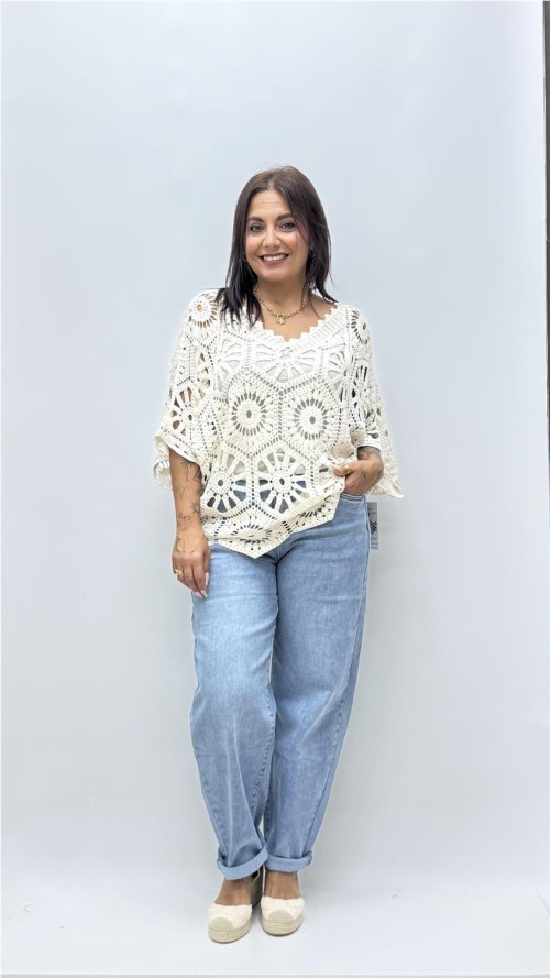 TOP CROCHE CON CAMISETA BEIG