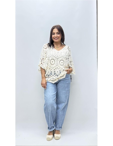 TOP CROCHE CON CAMISETA BEIG